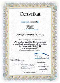 Krakus biuro rachunkowe certyfikat GIODO